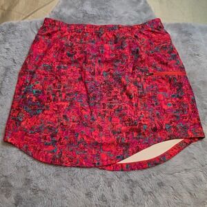 Royal Robbins Abstract Print Skort Red Pink Trim Fit Hiking Skirt Size Small